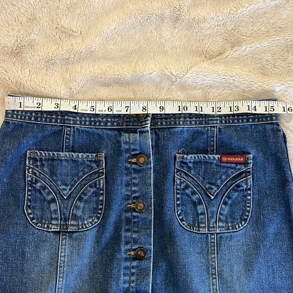 Roxy Vintage Y2K Button Front A-Line Denim Blue Jean Skirt - Size 7 - Picture 7 of 10